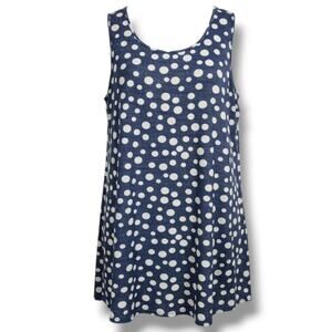 SLS Clothing Blue Polka Dot Sleeveless Dress Medium Made in Mexico